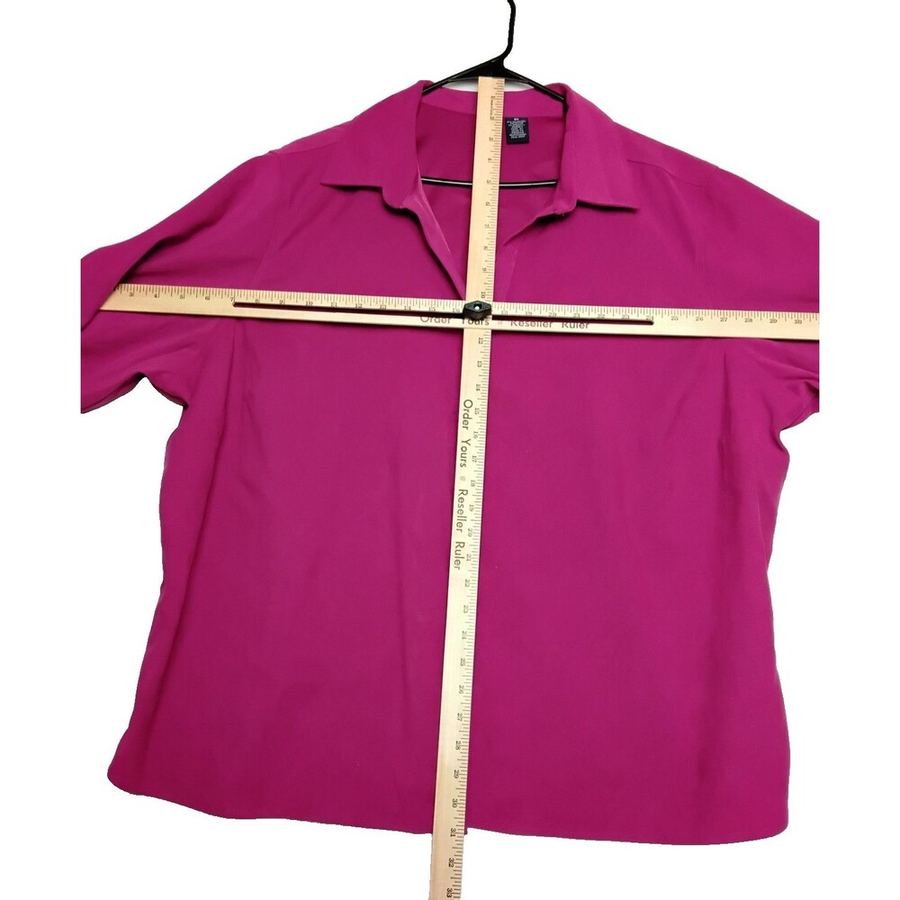 Collared Basic Editions Women's Long Sleeved Pink Shirt Jacket 3X Plus Microfibe - Picture 5 of 5